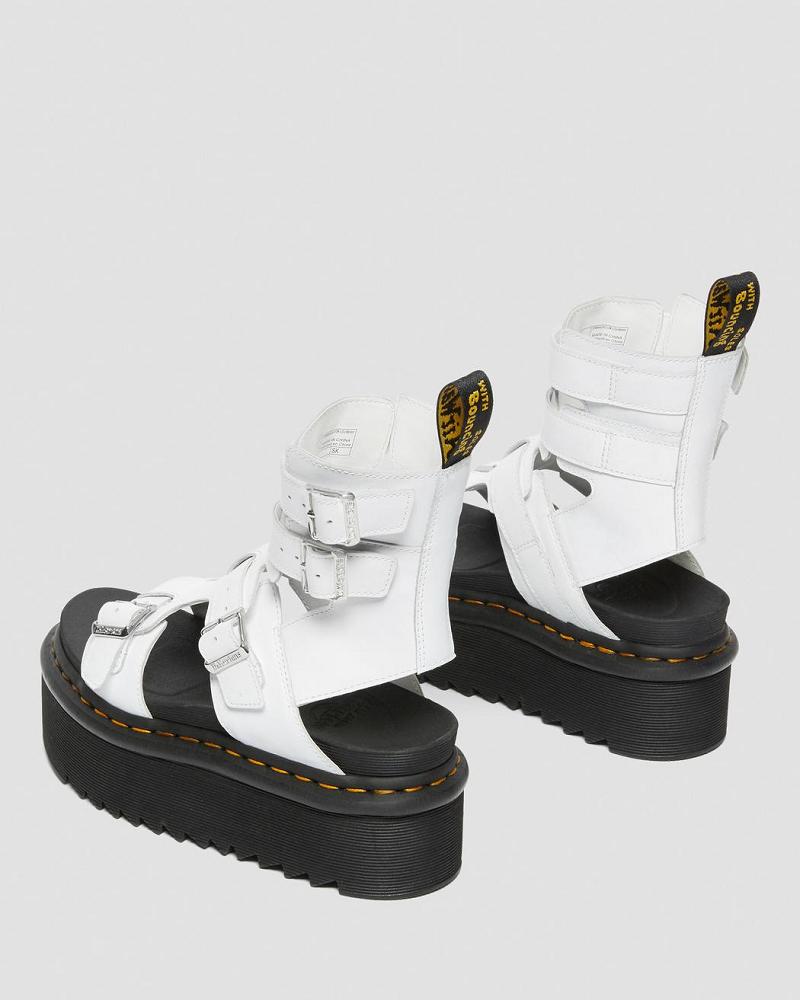 Dr Martens Giavanna Læder Platform Gladiator Sandaler Dame Hvide | DK 297WNB